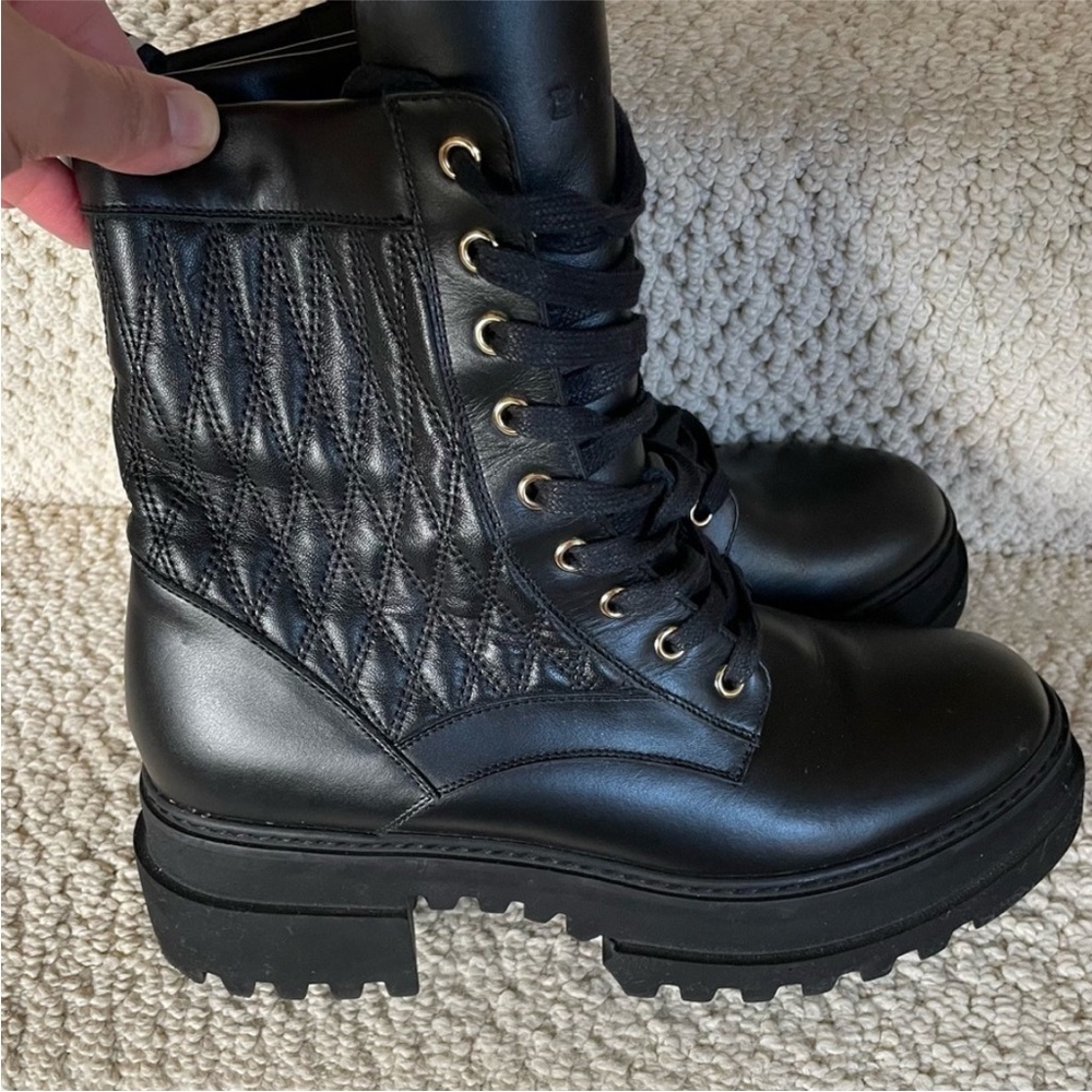 Bally Black Quilted Leather Giosi Lace-Up Combat Boots - Picture 5 of 6